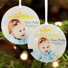 Welcome Baby Personalized Photo Acrylic Round Ornament