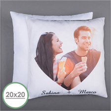 Personalized Heart Photo Pillow (White Back) 20X20  Cushion (No Insert) 