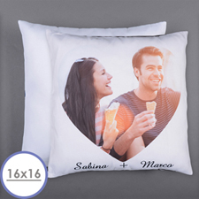 Personalized Heart Photo Pillow (White Back) 16
