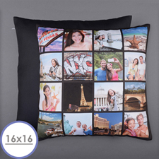 Instagram Black Personalized 16 Collage Photo Pillow 16