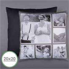Rustic Instagram Personalized Six Collage Photo Pillow 20X20  Cushion (No Insert) 