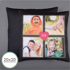 Four Collage And Heart Personalized Photo Pillow 20X20  Cushion (No Insert) 