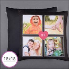 Four Collage And Heart Personalized Photo Pillow 18X18  Cushion (No Insert) 