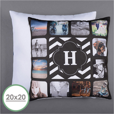 Monogrammed Personalized 12 Collage Photo Pillow 20X20  Cushion (No Insert) 