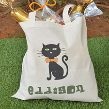 Cat Personalized Name Halloween Tote for Boys