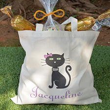 Cat Personalized Name Halloween Tote for Girls