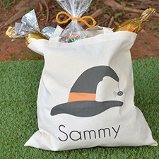 Witch Hat with Spider Personalized Name Halloween Tote