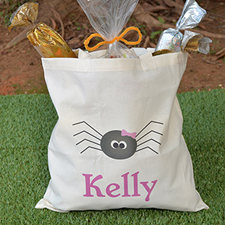 Spider Personalized Name Halloween Tote for Girl