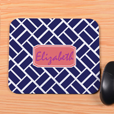 Navy Grid Personalized Mousepad