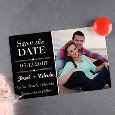 Black Personalized Save The Date Photo Magnet 4x6 Large
