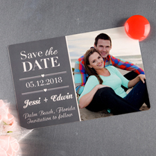 Grey Personalized Save The Date Photo Magnet 4x6 Large