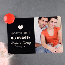 Black Heart Personalized Save The Date Photo Magnet 4x6 Large