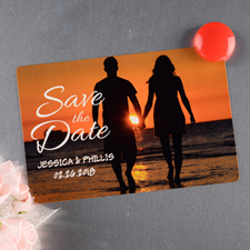 Simple Script Personalized Save The Date Photo Magnet 4x6 Large