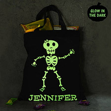 Girl Skull Glow in dark black tote bag