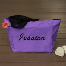 Personalized Embroidered Cotton Tote Bag, Purple
