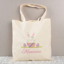 Easter Bunny Egg Personalized Tote, Girls
