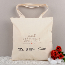 Just Married Personalized Cotton Tote Bag