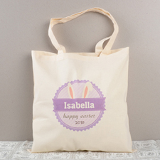 Lavender Bunny Ears Personalized Easter Tote for Kids