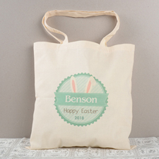 Green Bunny Ears Personalized Easter Tote for Kids