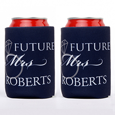 Wedding Ring Future Mrs. Personalized Can Cooler, Navy