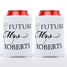 Wedding Ring Future Mrs. Personalized Can Cooler, White