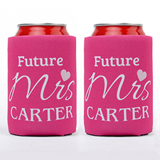 Love Future Mrs. Personalized Can Cooler, Hot Pink