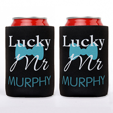 Lucky Mr. Personalized Can Cooler, Black