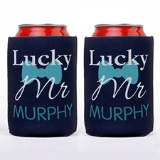 Lucky Mr. Personalized Can Cooler, Navy