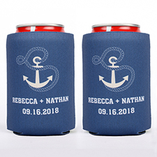 Nautical Personalized Wedding Can Cooler