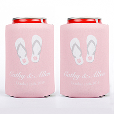 Flip Flops Personalized Wedding Can Cooler