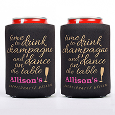 Time To Drink Champagne Personalized Bachelorette Can Cooler