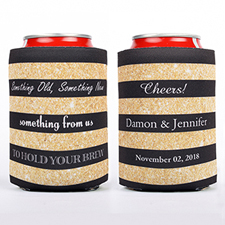 Black And Gold Glitter Personalized Can Cooler