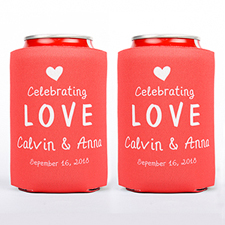 Celebrating Love Personalized Wedding Can Cooler