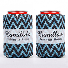 Glitter Chevron Personalized Wedding Can Cooler