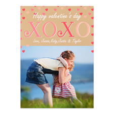 Hugs & Kisses Personalized Photo Valentine’s Card, 5x7 Flat