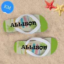 Surfboard Personalized Flip Flops, Kids Medium