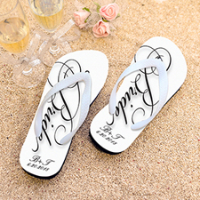 Script Bride Personalized Wedding Flip Flops, Women Medium