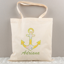 Floral Anchor Personalized Cotton Tote