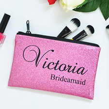Real Glitter Hot Pink Personalized Cosmetic Bag Medium