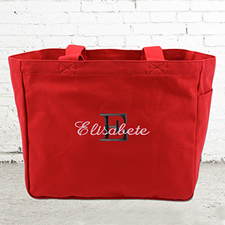 Name & Initial #1 Personalized Red Tote Bag
