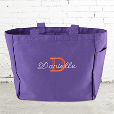 Name & Initial #1 Personalized Purple Tote Bag
