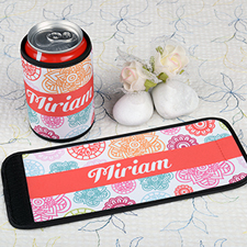 Colorful Floral Personalized Can And Bottle Wrap