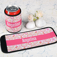 Hot Pink Pattern Personalized Can And Bottle Wrap
