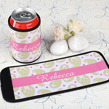 Pink Pattern Personalized Can And Bottle Wrap
