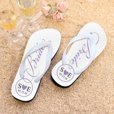 Purple Bride Personalized Wedding Flip Flops, Women Medium