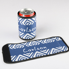 Navy Grid Personalized Can And Bottle Wrap