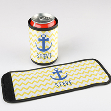 Anchor Yellow Chevron Personalized Can And Bottle Wrap