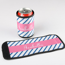 Navy Stripe Personalized Can And Bottle Wrap