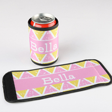 Yellow Pink Triangle Personalized Can And Bottle Wrap