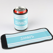 Aqua Stripe Personalized Can And Bottle Wrap
